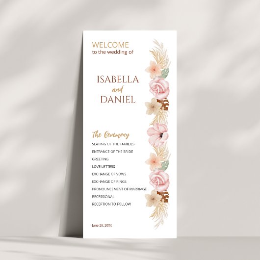 Bohemischer Empfang Party Boho Floral Wedding Programm