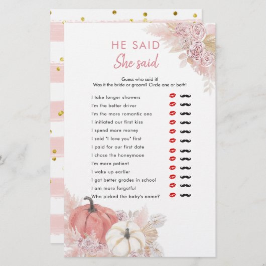 Bohemischer Fall der Liebe Pumpkin, sagte er (Vorne/Hinten)