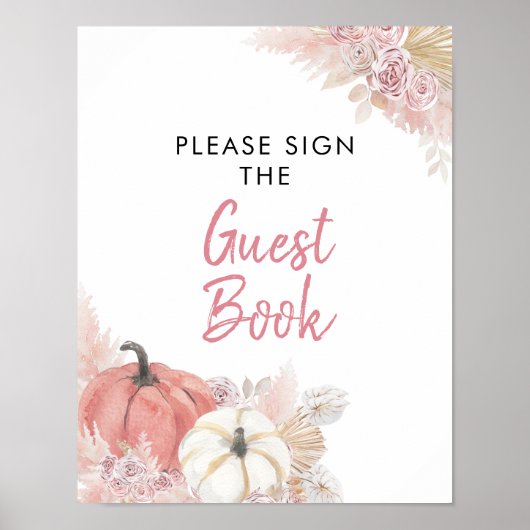 Bohemischer Fall in der Liebe Pumpkin Gast Book Poster (Vorne)