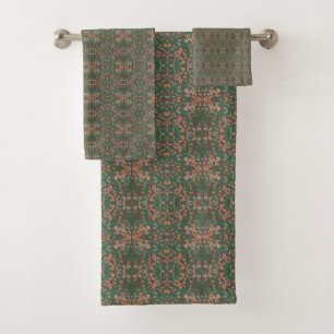 Bohemischer Fall Leaf Grüne Nahtlose Muster Badhandtuch Set