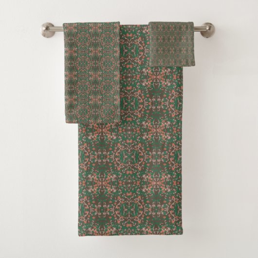 Bohemischer Fall Leaf Grüne Nahtlose Muster Badhandtuch Set (Insitu)