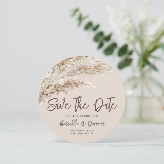 Bohemischer Fall Pampas Grass Save the Date (Stehend Vorderseite)
