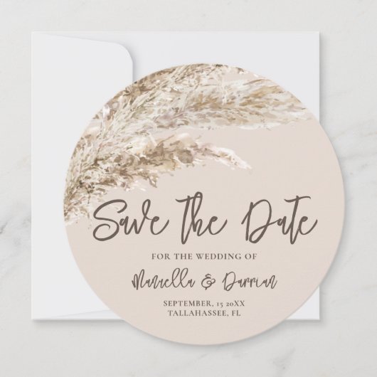 Bohemischer Fall Pampas Grass Save the Date (Vorderseite)
