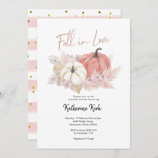 Bohemischer Fall von Liebe Pumpkin Brautparty Einladung (Vorne/Hinten)