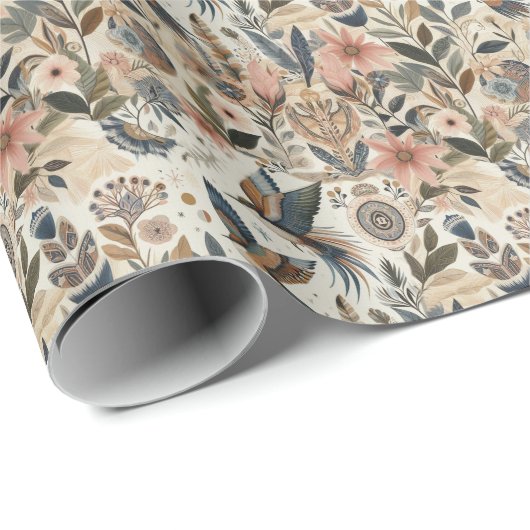 Bohemischer Farbmix und Thema Blume Geschenkpapier (Rolleneckpunkt)
