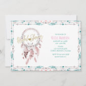 Bohemischer Feather Dream Catcher Aquamarines Brau Einladung (Vorderseite)
