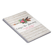 Bohemischer Feder-Pfeil u. Rose auf rustikalem Notizblock (Rechte Seite)