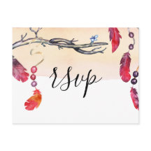 Bohemischer freier Geist Hochzeit rsvp Postkarte