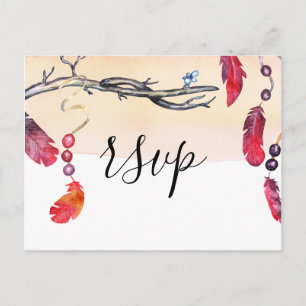 Bohemischer freier Geist Hochzeit rsvp Postkarte
