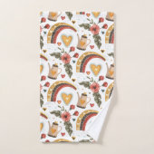 Bohemischer Garten der Liebe und der Regenbogen Badhandtuch Set (Handtuch)