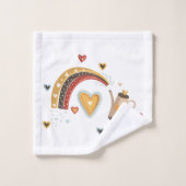 Bohemischer Garten der Liebe und der Regenbogen Badhandtuch Set (Waschlappen)