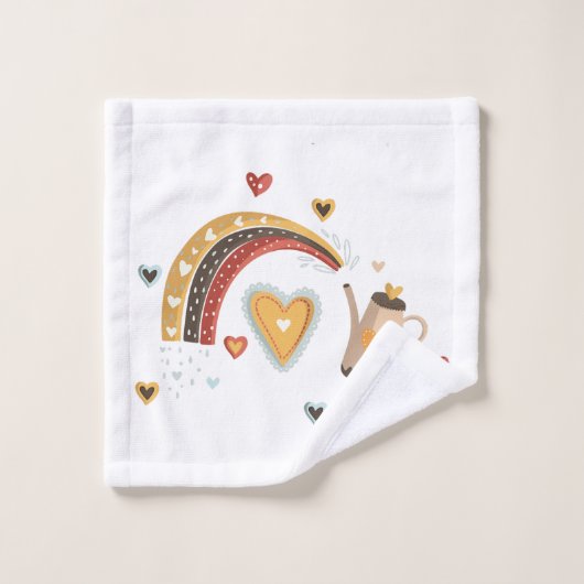 Bohemischer Garten der Liebe und der Regenbogen Badhandtuch Set (Waschlappen)