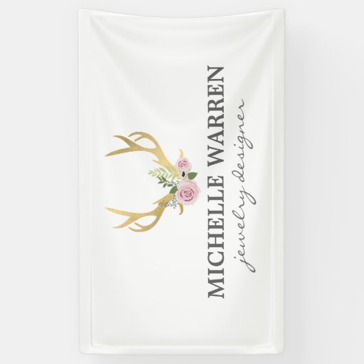 Bohemischer Goldanker mit Blume Banner (Vertikal)