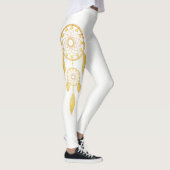 Bohemischer goldener Feder-Traum-Fänger Leggings (Rechts)