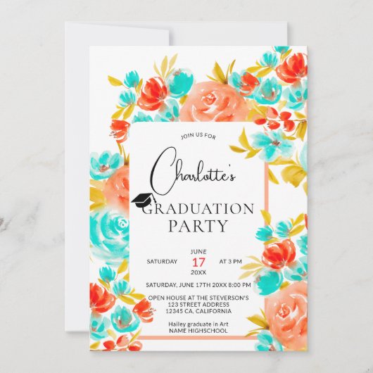 Bohemischer hellorangefarbener Abschluss Einladung (Vorderseite)