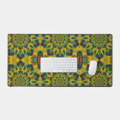 Bohemischer Hippie Blue Yellow Floral Ethnic Triba Schreibtischunterlage (Tastatur & Maus)