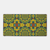 Bohemischer Hippie Blue Yellow Floral Ethnic Triba Schreibtischunterlage (Vorderseite)