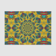 Bohemischer Hippie Blue Yellow Floral Ethnic Triba
