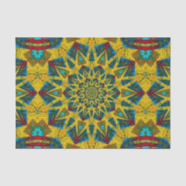 Bohemischer Hippie Blue Yellow Floral Ethnic Triba Seidenpapier