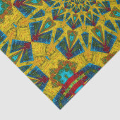 Bohemischer Hippie Blue Yellow Floral Ethnic Triba Seidenpapier (Ausschnitt)