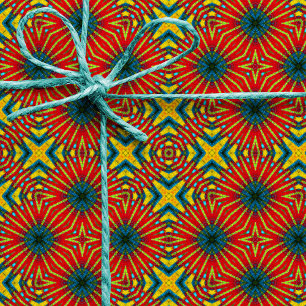 Bohemischer Hippie Red Blue Yellow Cooler Ethnic-T Geschenkpapier