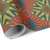 Bohemischer Hippie Red Blue Yellow Cooler Ethnic-T Geschenkpapier (Rolleneckpunkt)