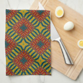 Bohemischer Hippie Red Blue Yellow Cooler Ethnic-T Geschirrtuch (Viertel Falte)