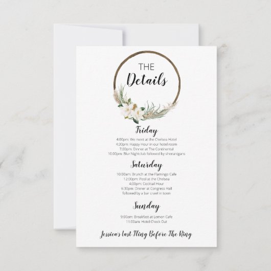 Bohemischer Junggeselinnen-Abschied Einladungskart Einladung (Rückseite)