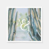 Bohemischer Kaktus Aquarell Grün Personalisiert Serviette (Vorderseite)