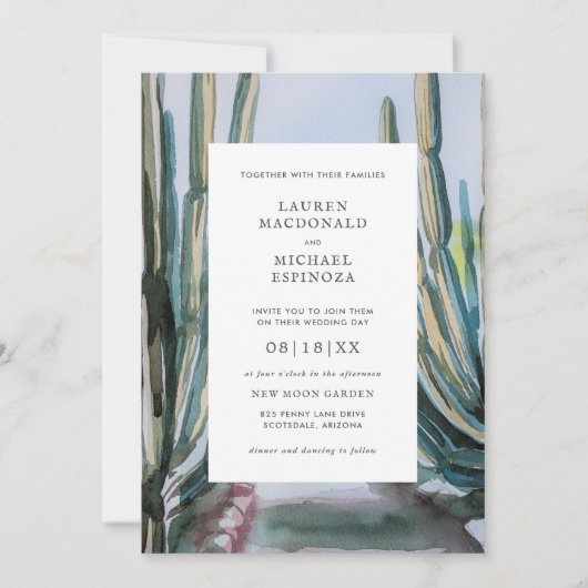 Bohemischer Kaktus Grüne Wüste Einladung (Vorderseite)