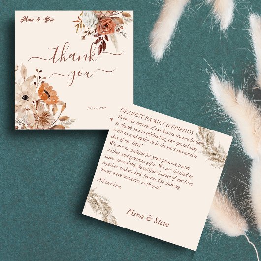 Bohemischer Kalkfall rustikale Blume Dankeskarte