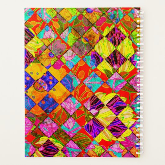 Bohemischer karierter Blumenplaner Planer (Rückseite)