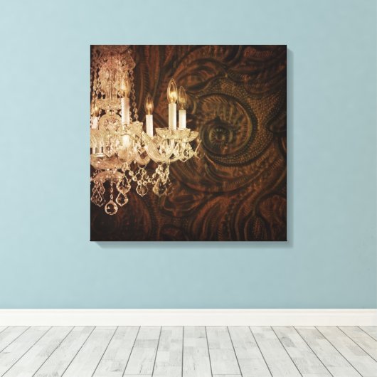 Bohemischer Kronleuchter aus primitivem Western Leinwanddruck (Insitu (Holzboden))