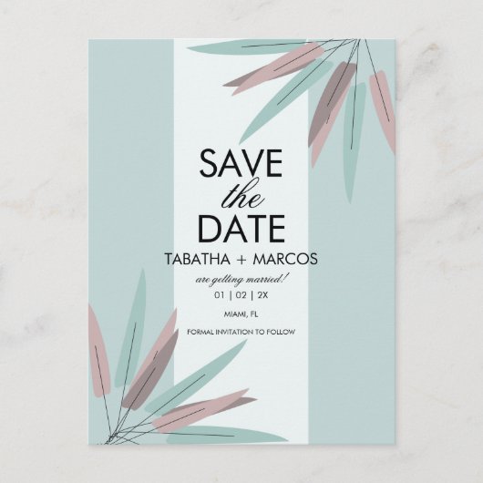 BOHEMISCHER Leaf-Stamm SAVE THE DATE Postkarte (Vorderseite)