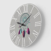 Bohemischer lila u. aquamariner Traumfänger Große Wanduhr (Winkel)