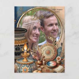 Bohemischer Mix aus aquamarinem Magenta, lila auf Ankündigungspostkarte