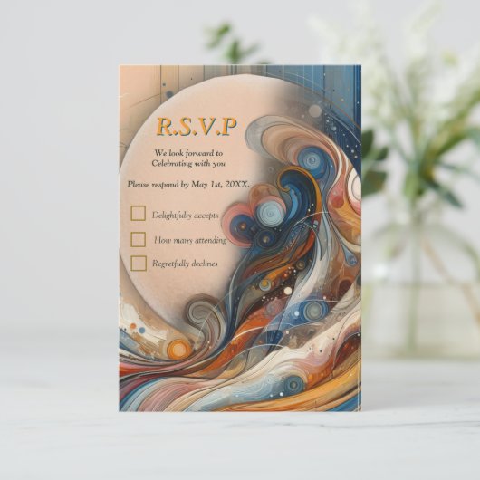 Bohemischer Mix aus aquamarinem Magenta, lila auf RSVP Karte (Stehend Vorderseite)