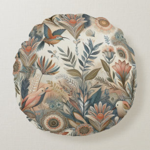 Bohemischer Mix aus aquamarinem Magenta, lila auf  Rundes Kissen