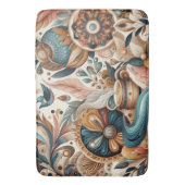 Bohemischer Mix aus aquamarinen, magentafarbenen,  Badematte (Vorderseite Vertikal)