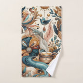 Bohemischer Mix aus aquamarinen, magentafarbenen,  Badhandtuch Set (Handtuch)