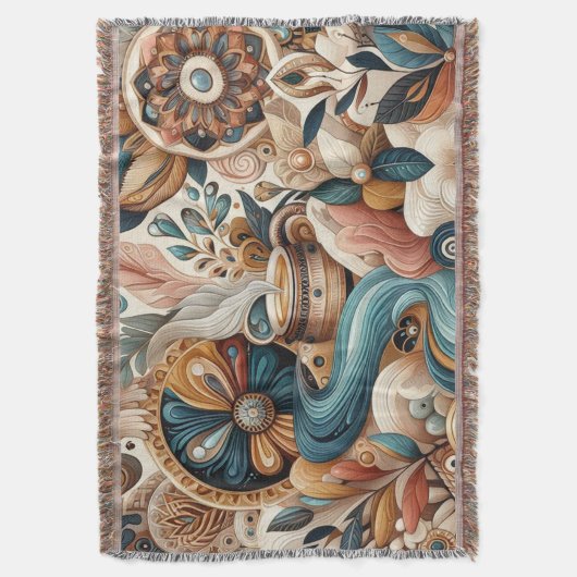 Bohemischer Mix aus aquamarinen, magentafarbenen, Decke (Vorderseite Vertikal)