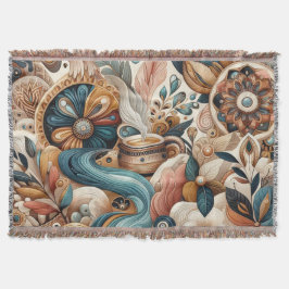 Bohemischer Mix aus aquamarinen, magentafarbenen, Decke