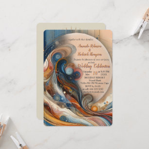 Bohemischer Mix aus aquamarinen, magentafarbenen,  Einladung