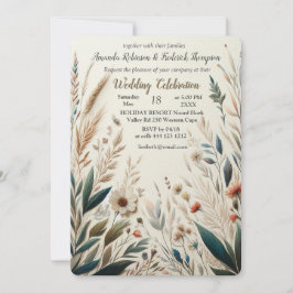 Bohemischer Mix aus aquamarinen, magentafarbenen, Einladung