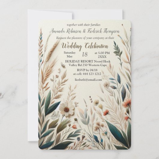 Bohemischer Mix aus aquamarinen, magentafarbenen,  Einladung (Vorderseite)