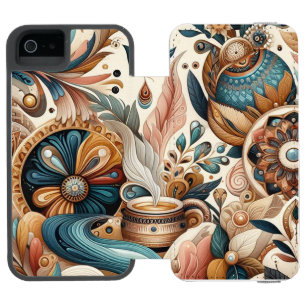 Bohemischer Mix aus aquamarinen, magentafarbenen, Incipio Watson™ iPhone 5 Geldbörsen Hülle
