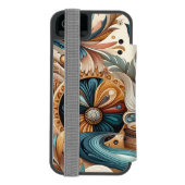 Bohemischer Mix aus aquamarinen, magentafarbenen,  Incipio iPhone Geldbeutel-Hülle (Folio Rückseite)