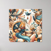 Bohemischer Mix aus aquamarinen, magentafarbenen, Leinwanddruck (Vorderseite)