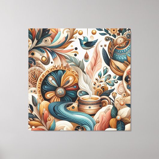 Bohemischer Mix aus aquamarinen, magentafarbenen, Leinwanddruck (Vorderseite)