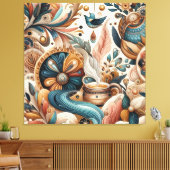 Bohemischer Mix aus aquamarinen, magentafarbenen, Leinwanddruck (Insitu (Wohnzimmer))